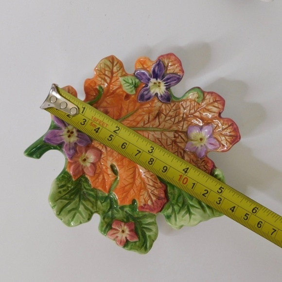 FITZ AND FLOYD Halcyon Bunny Rabbit Salt Pepper Shakers Floral Under Tray Easter - Picture 11 of 12